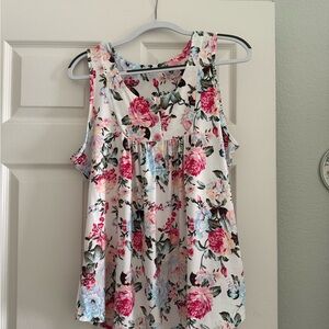 Amazon Floral Tank Top - Pink and Blue